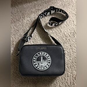 NWOT Karl Lagerfeld Black and White Logo Messenger Bag